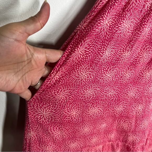 Banjanan Sz L Orion Sleeveless Floral Cotton Tiered Maxi Dress Pink - Picture 6 of 12